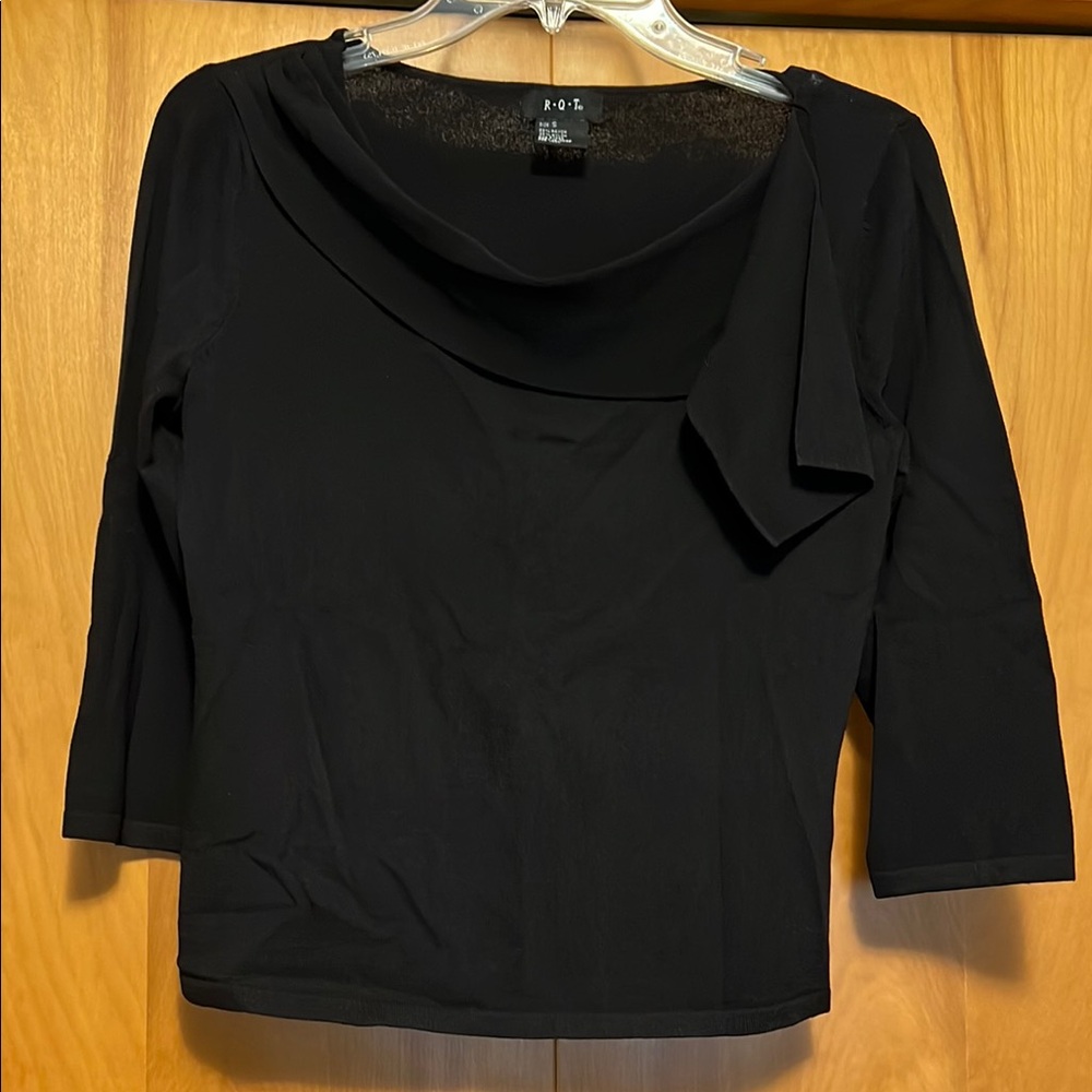 RQT Black Women's Dress Top Size Small Drape Neck Detail
